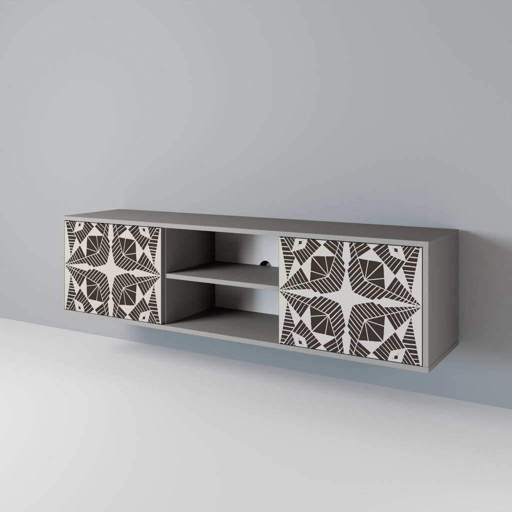 MONOCHROME NEXUS 2-Door TV Stand in Grey Finish