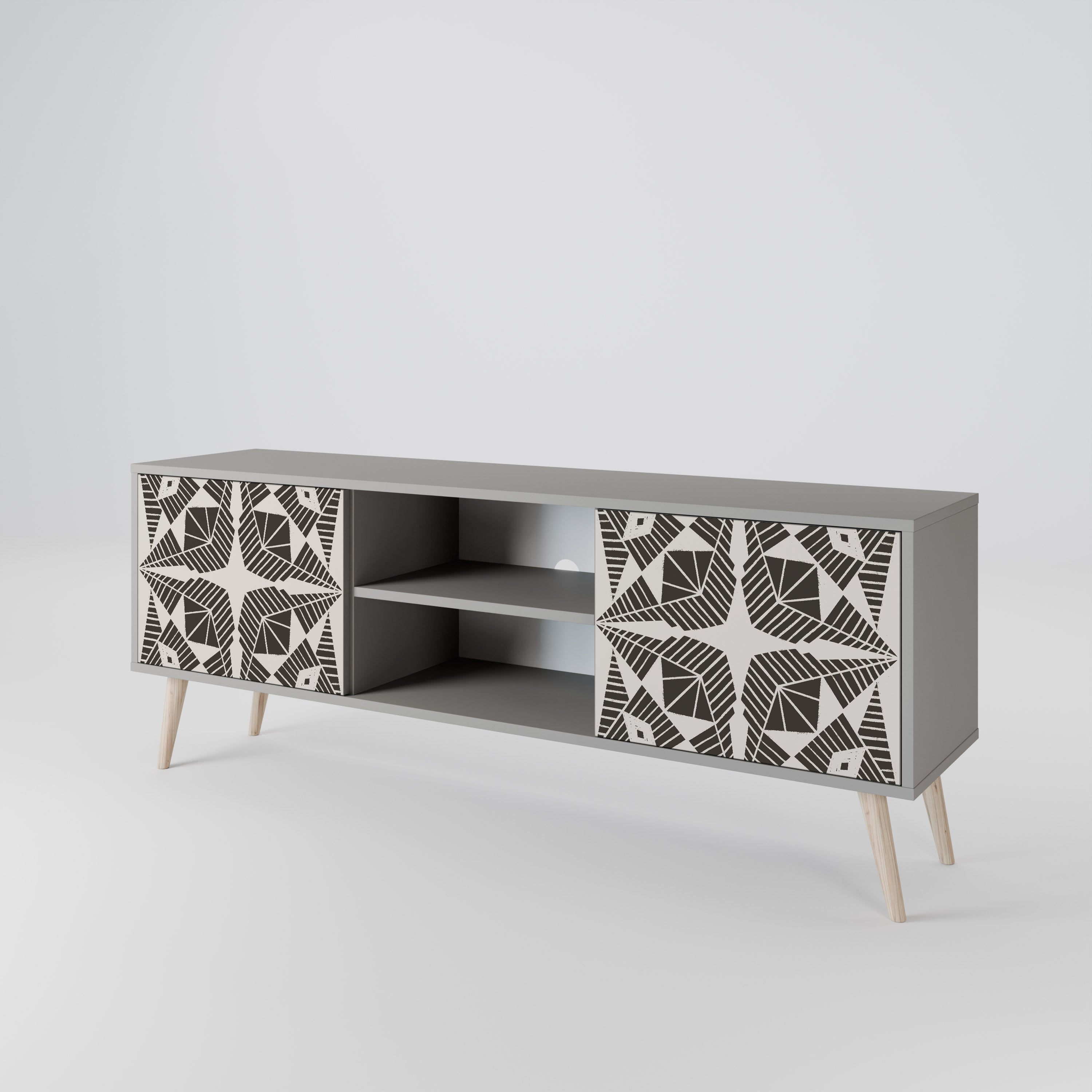 MONOCHROME NEXUS 2-Door TV Stand in Grey Finish