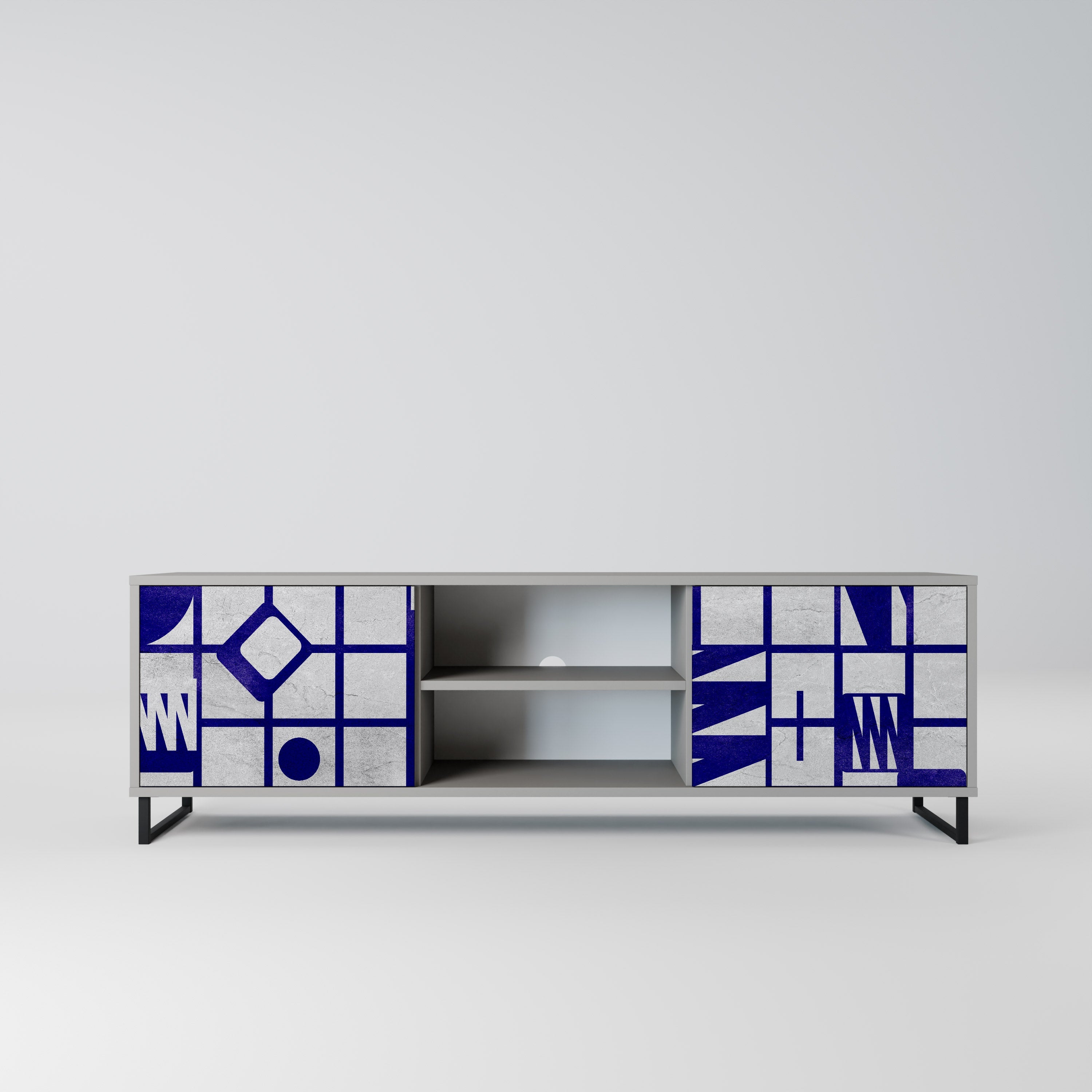 THE RIGHT PLACES 2-Door TV Stand in Grey Finish