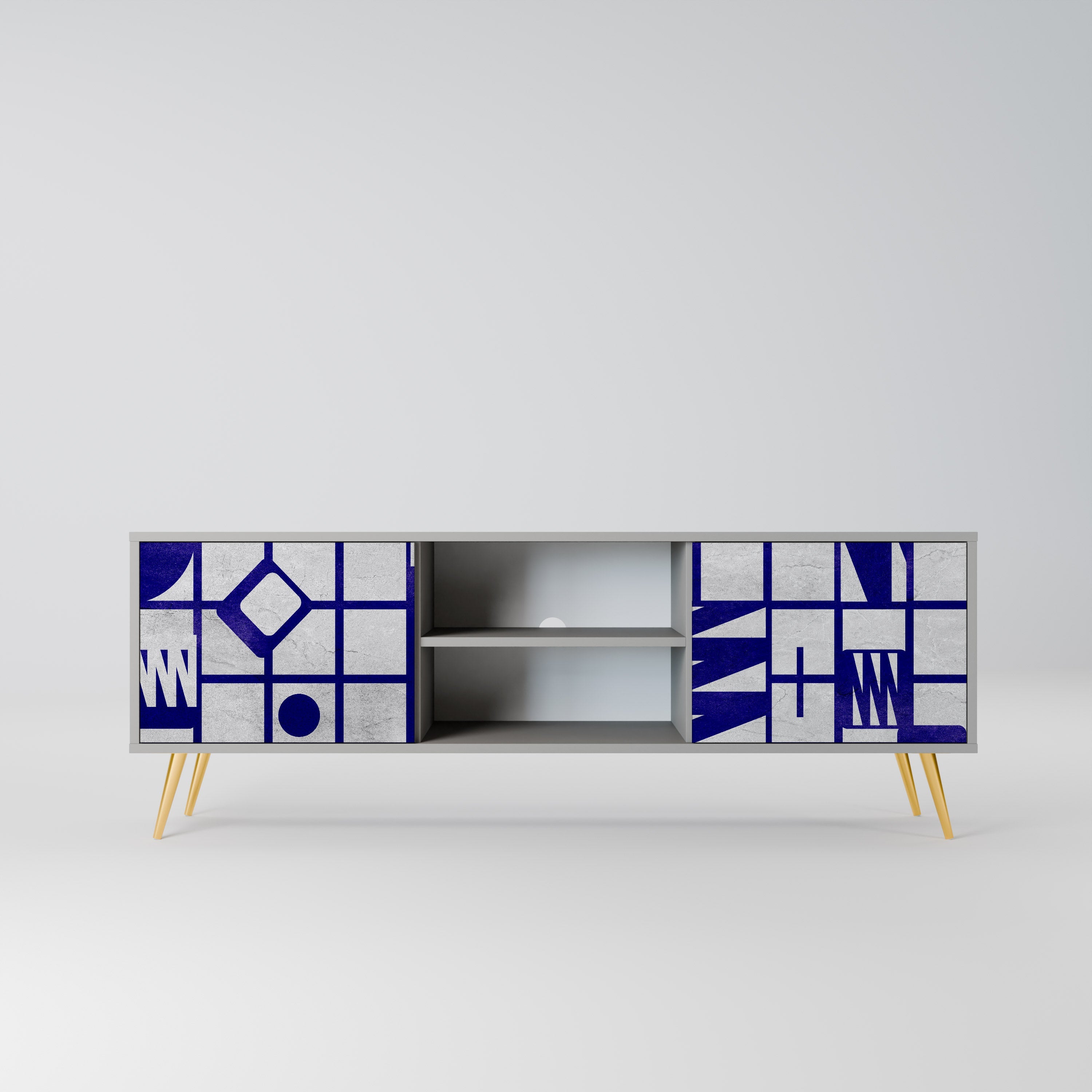 THE RIGHT PLACES 2-Door TV Stand in Grey Finish