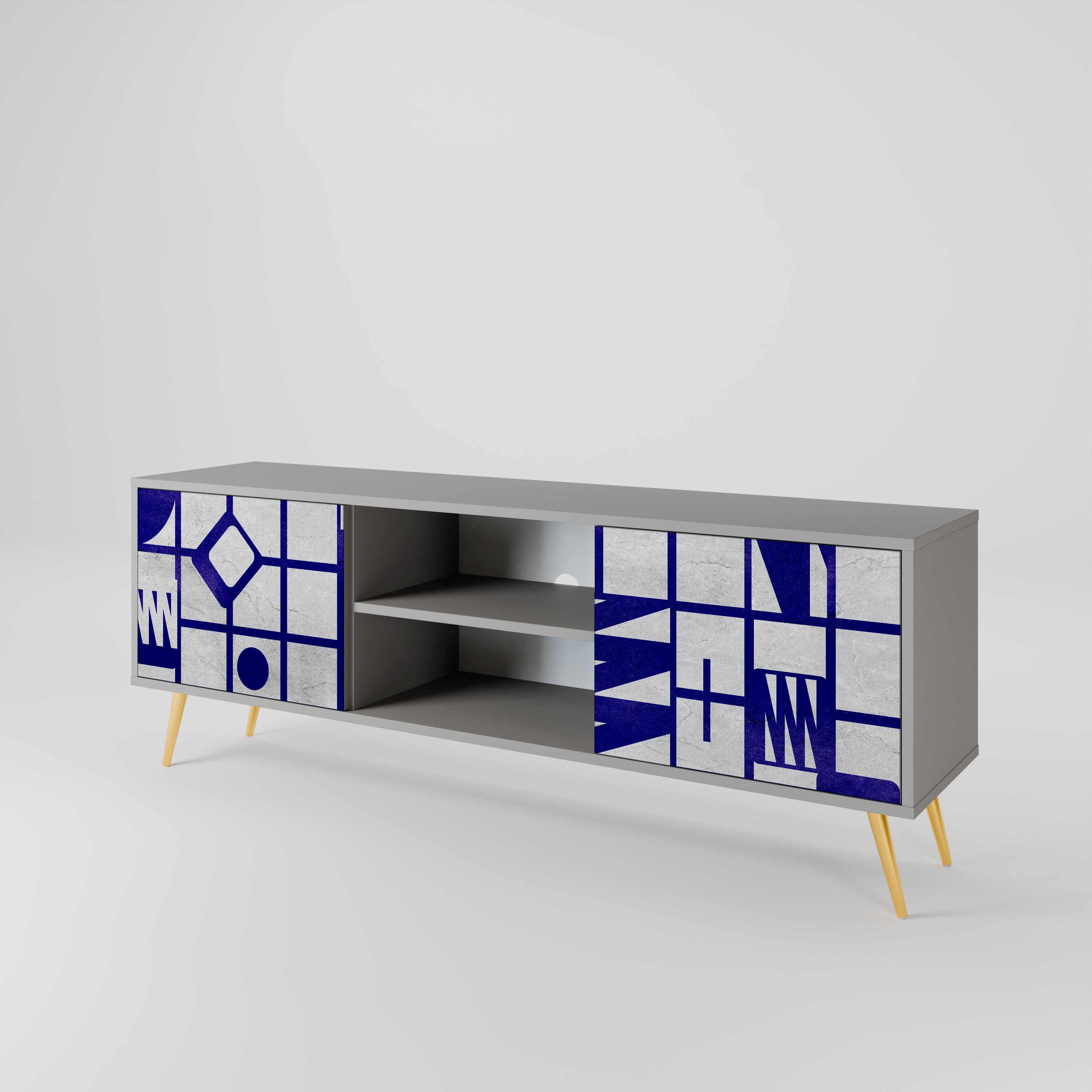 THE RIGHT PLACES 2-Door TV Stand in Grey Finish