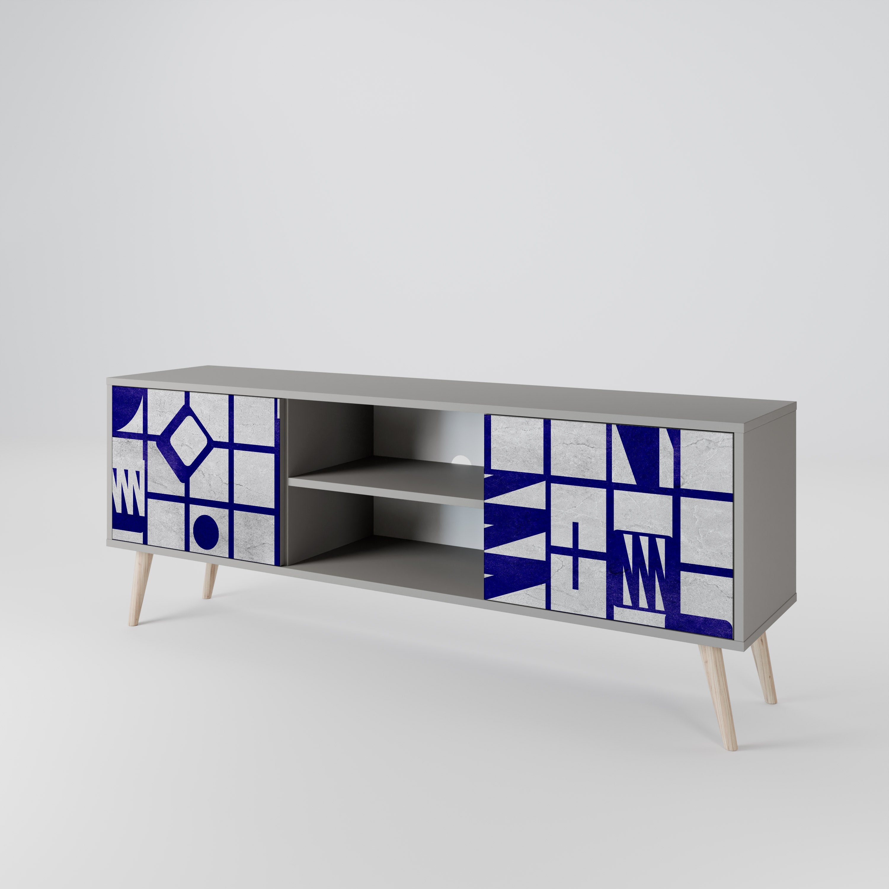 THE RIGHT PLACES 2-Door TV Stand in Grey Finish