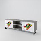 FUTURE SIGN 2-Door TV Stand in Grey Finish