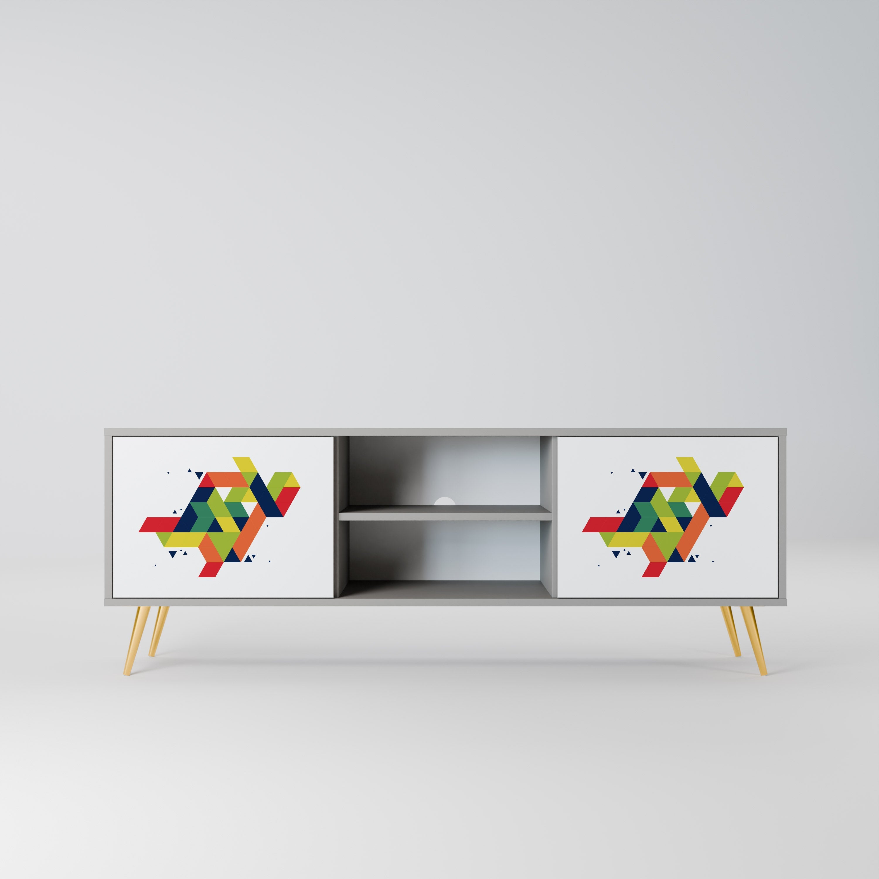 FUTURE SIGN 2-Door TV Stand in Grey Finish