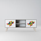 FUTURE SIGN 2-Door TV Stand in Grey Finish