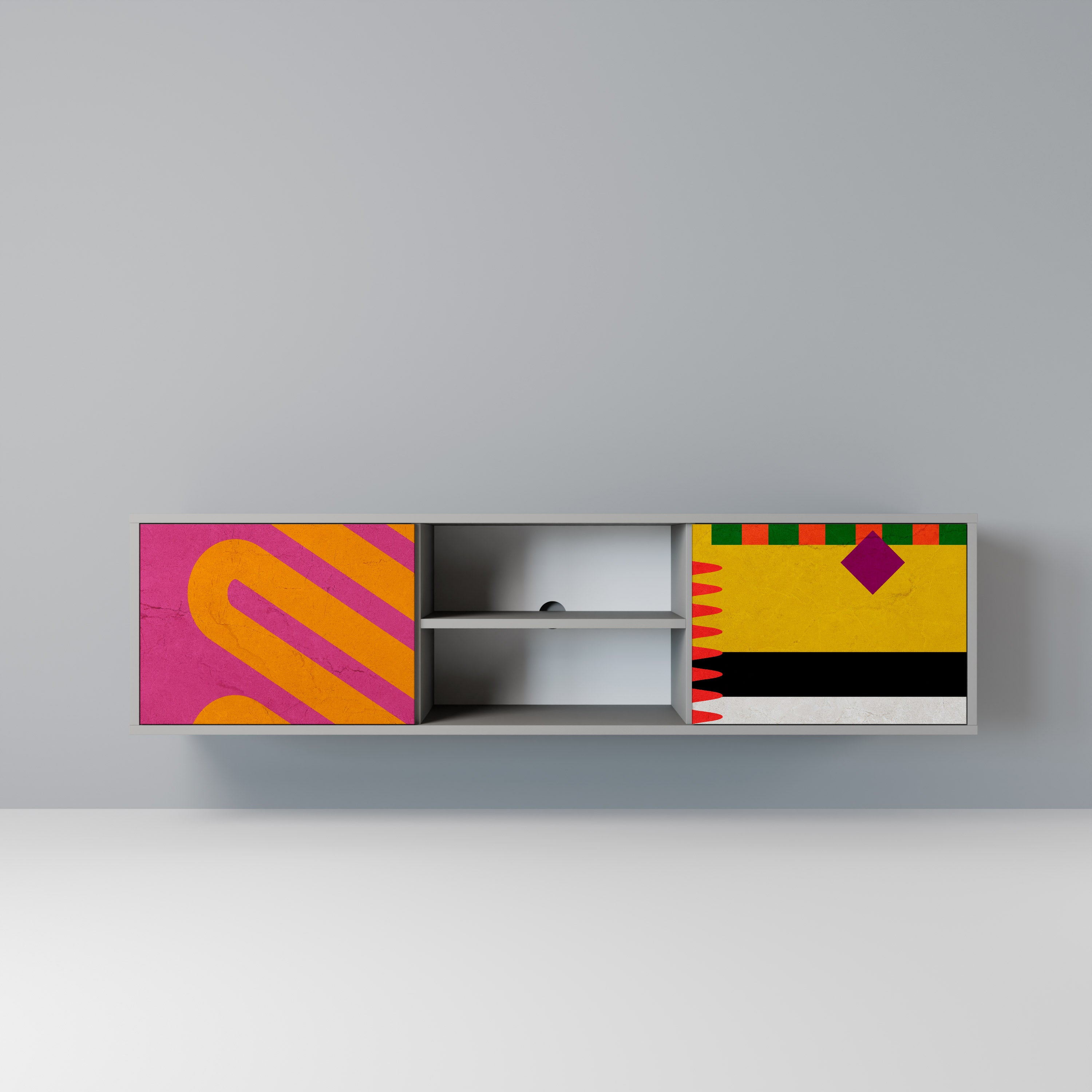 VIVID ART 2-Door TV Stand in Grey Finish