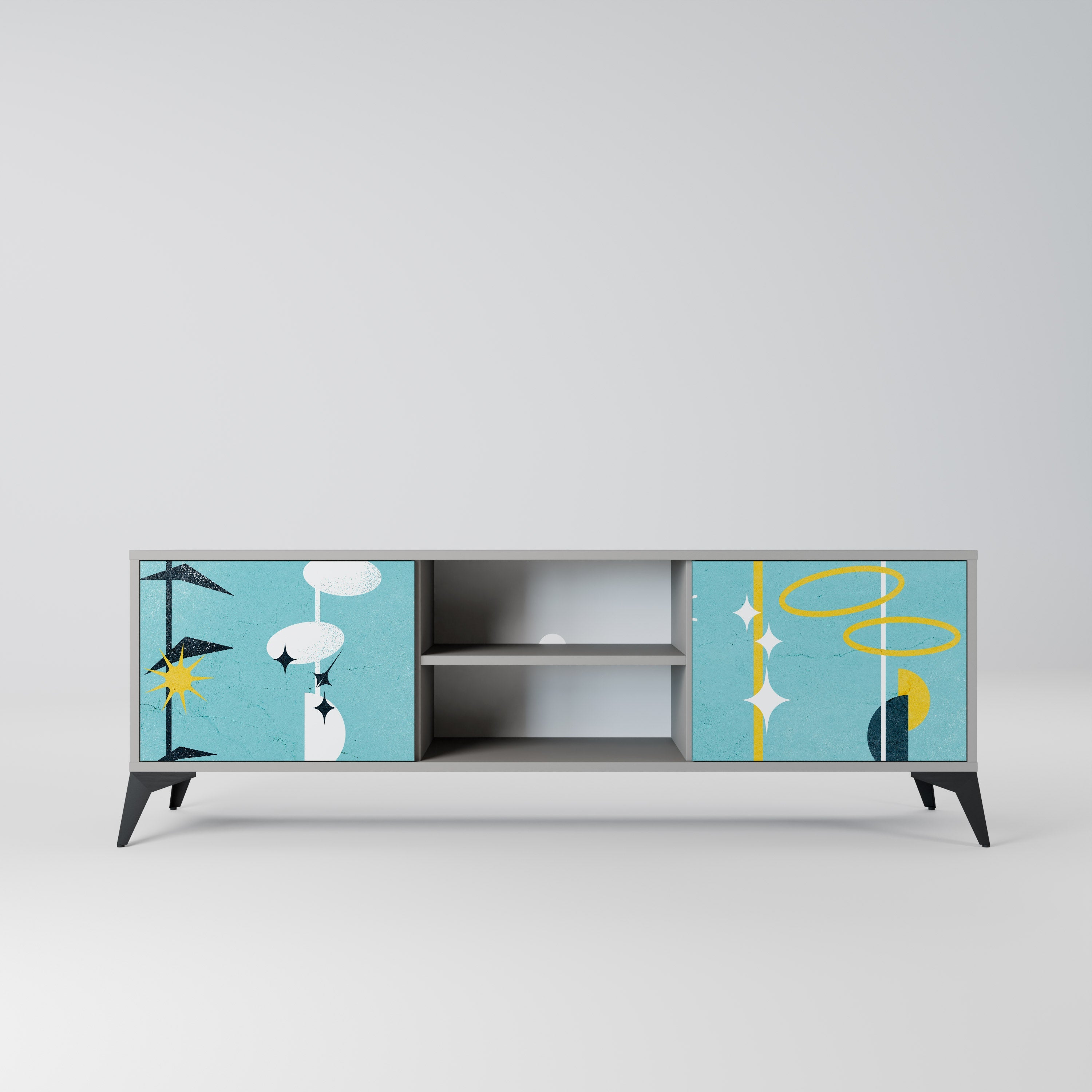 PATHS TO HAPPINESS 2-Door TV Stand in Grey Finish