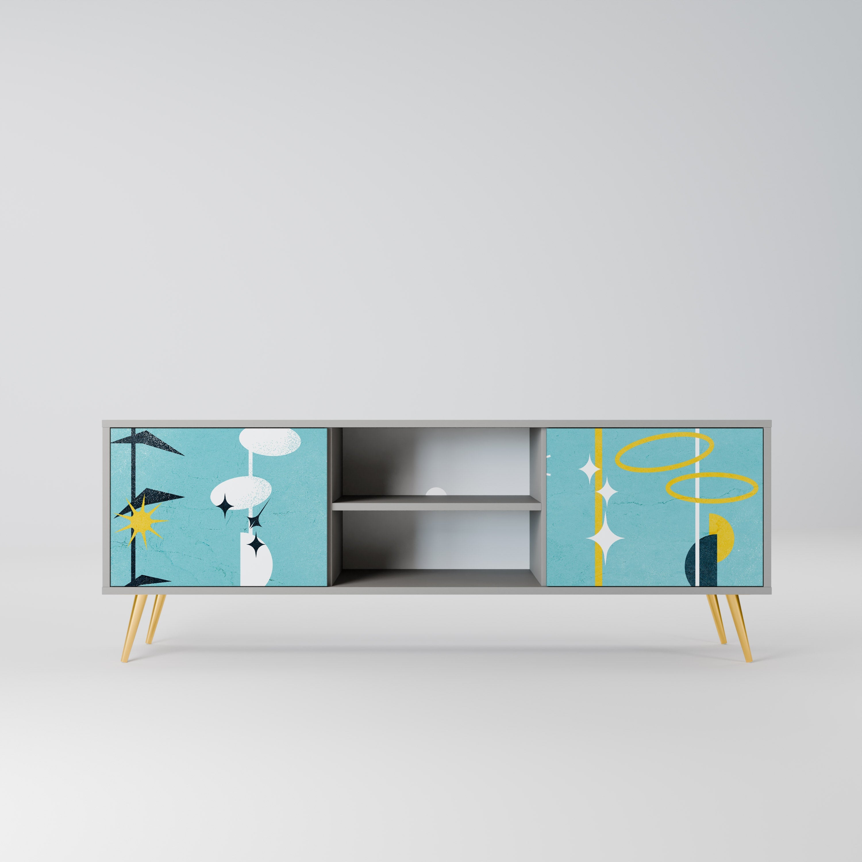 PATHS TO HAPPINESS 2-Door TV Stand in Grey Finish