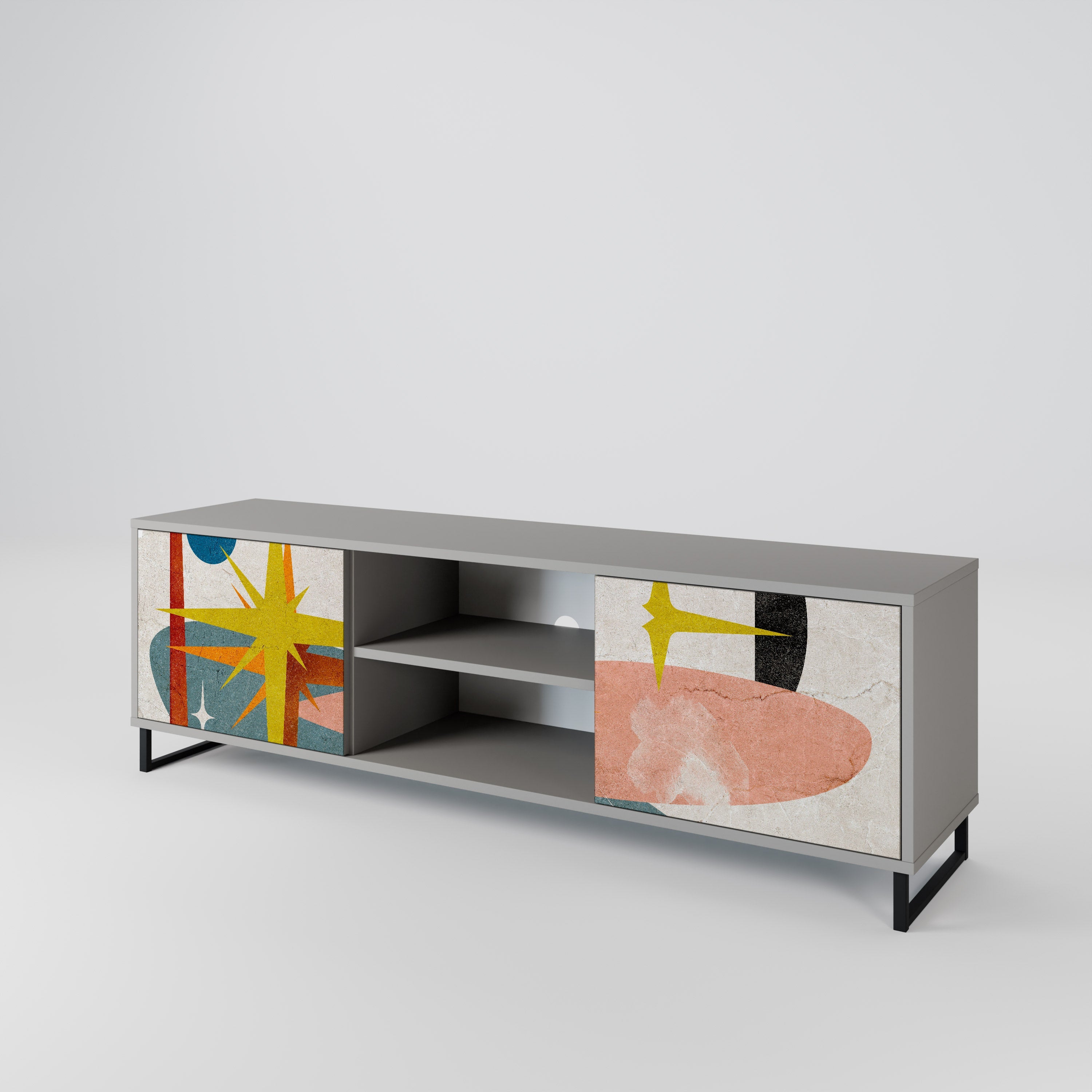 INTERSTELLAR VIBES 2-Door TV Stand in Grey Finish