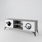 BLACK AND WHITE COMBINATION 2-Door TV Stand in Grey Finish