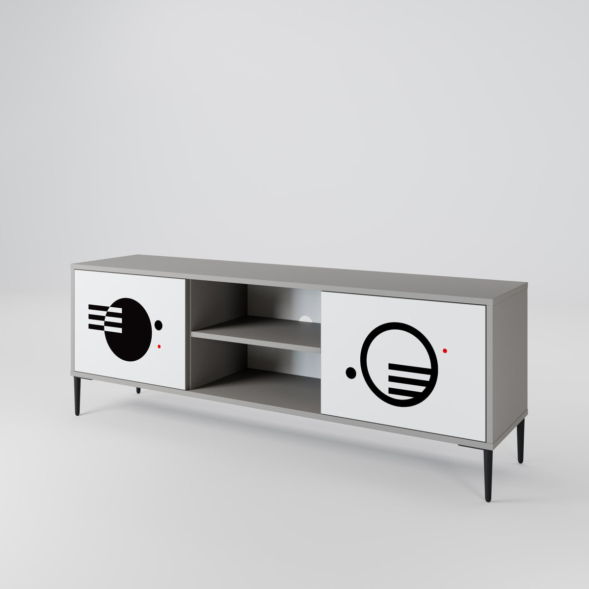 BLACK AND WHITE COMBINATION 2-Door TV Cabinet