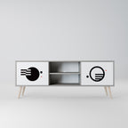 BLACK AND WHITE COMBINATION 2-Door TV Stand in Grey Finish