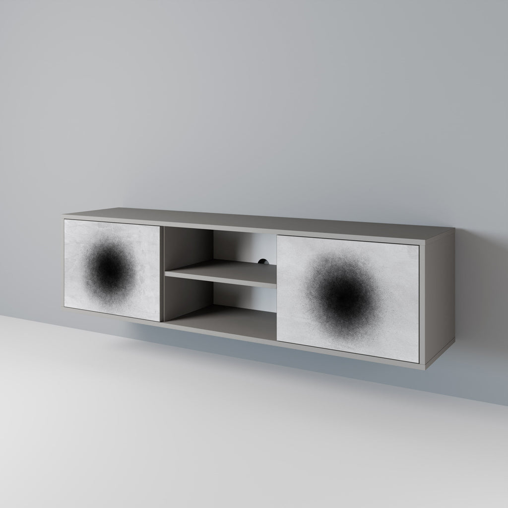 BLACK HOLE 2-Door TV Stand in Grey Finish