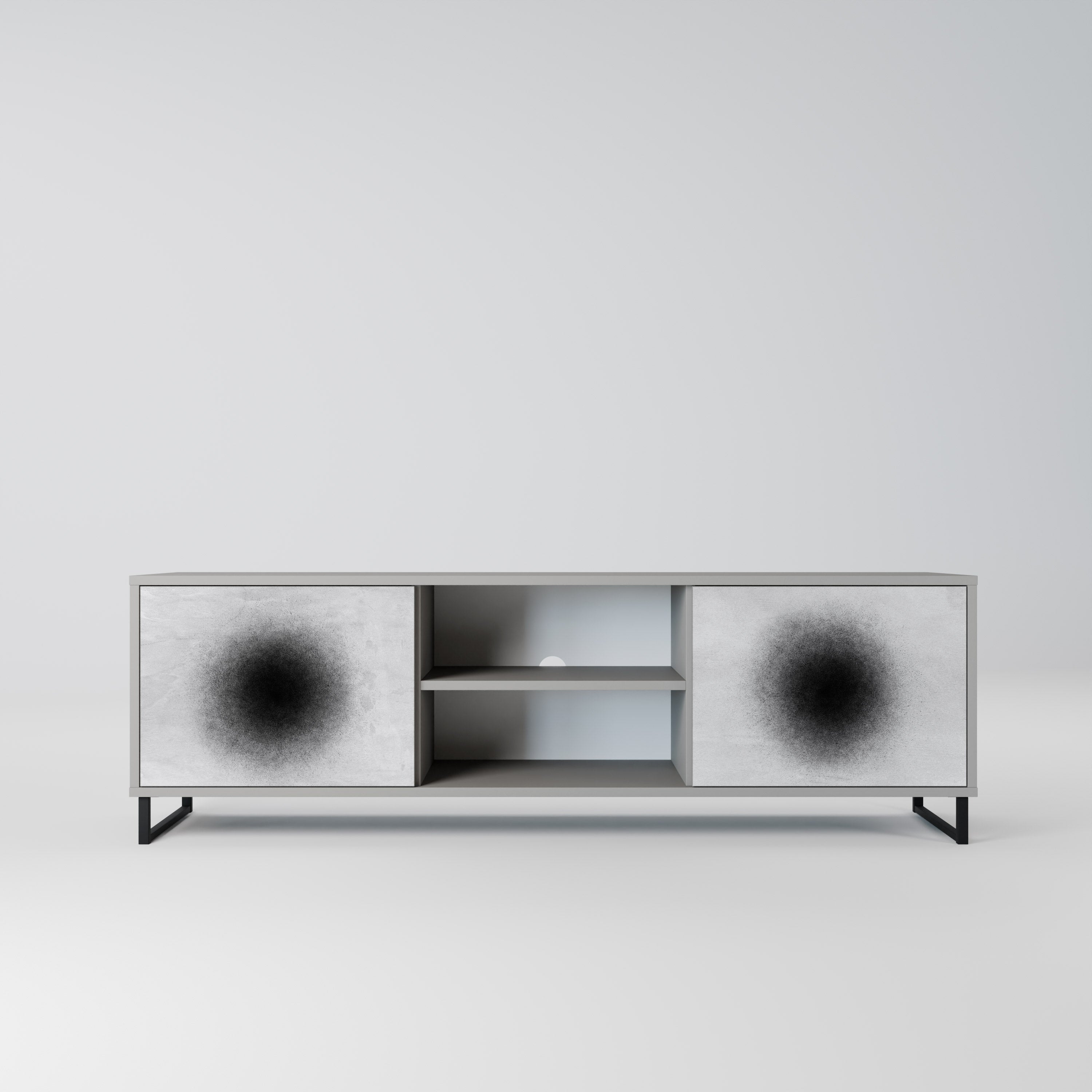 BLACK HOLE 2-Door TV Stand in Grey Finish