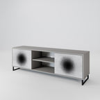 BLACK HOLE 2-Door TV Stand in Grey Finish