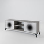 BLACK HOLE 2-Door TV Stand in Grey Finish
