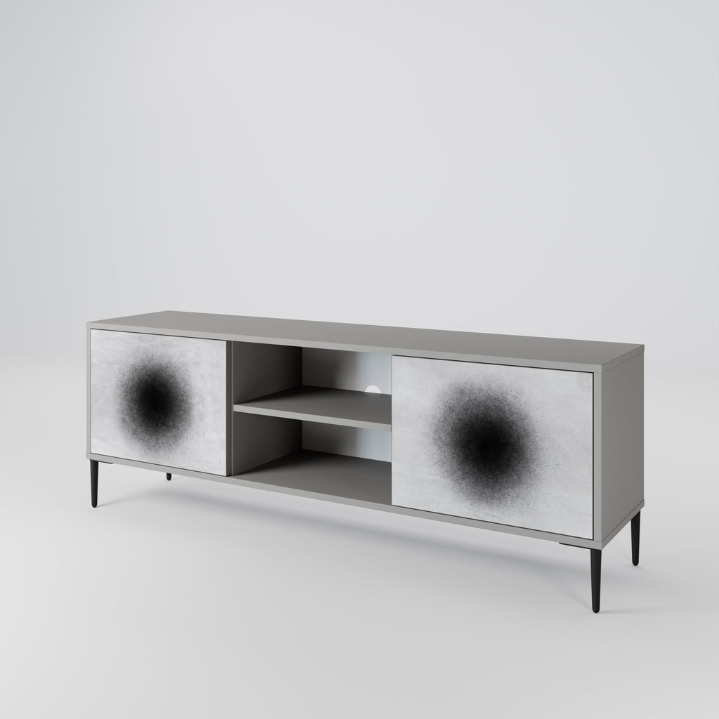 BLACK HOLE 2-Door TV Stand in Grey Finish