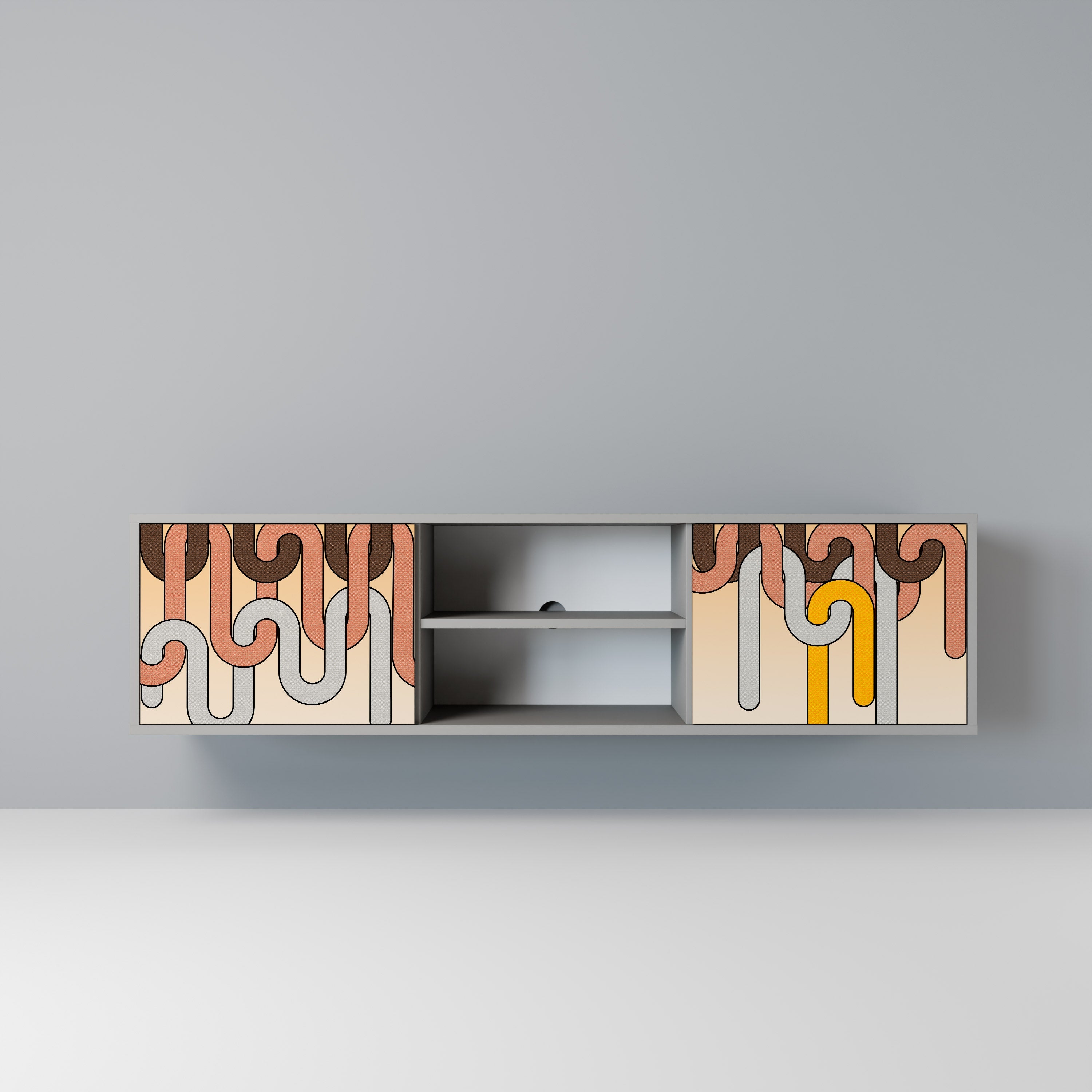 COLORFUL STRINGS 2-Door TV Stand in Grey Finish