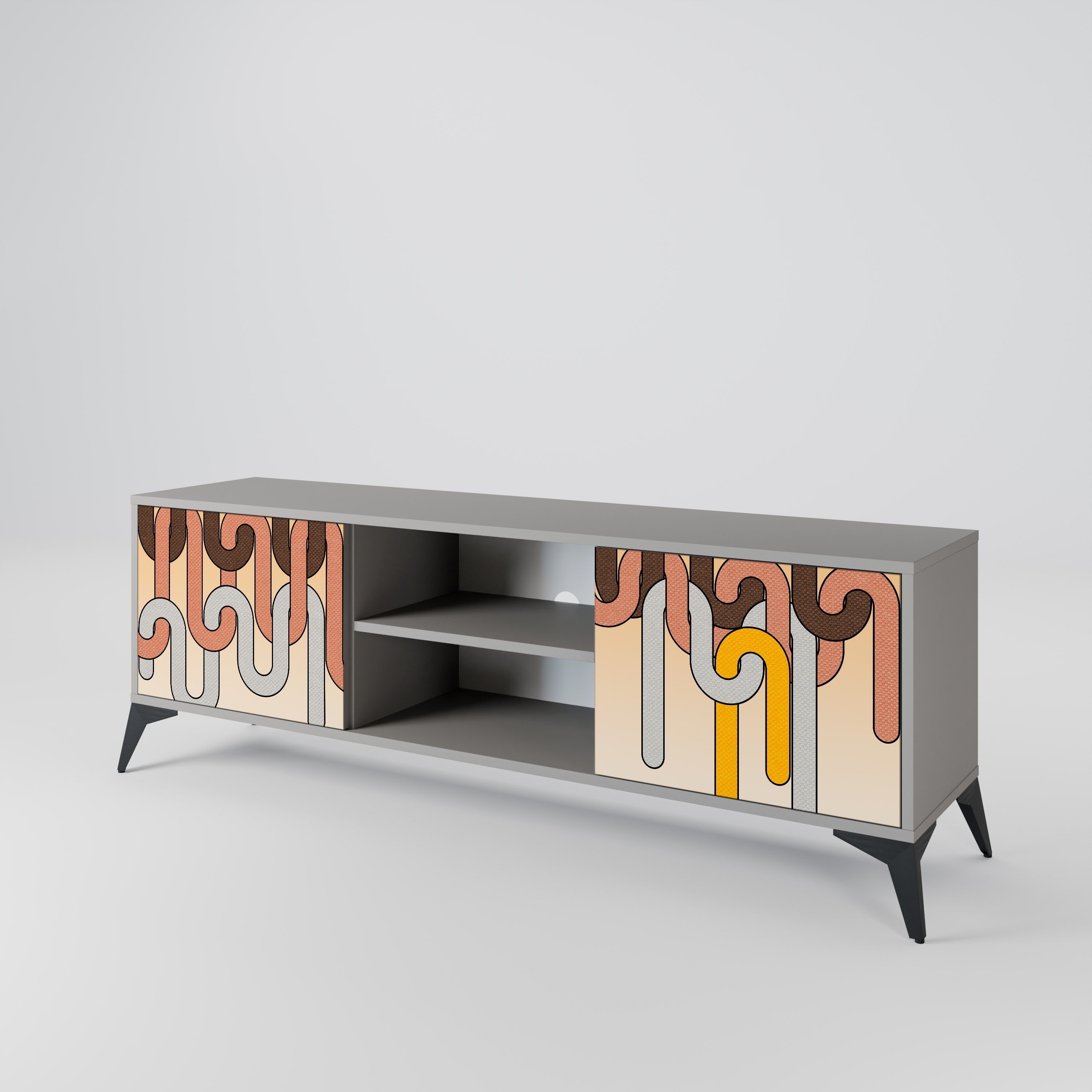 COLORFUL STRINGS 2-Door TV Stand in Grey Finish