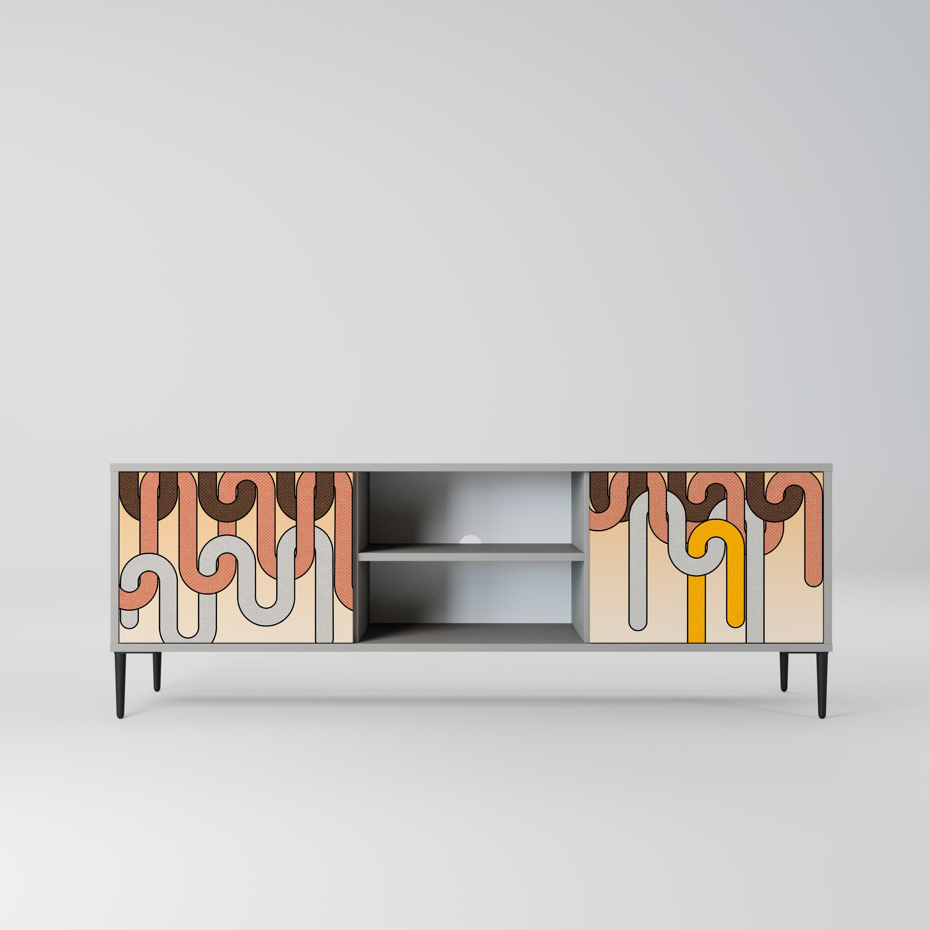 COLORFUL STRINGS 2-Door TV Stand in Grey Finish