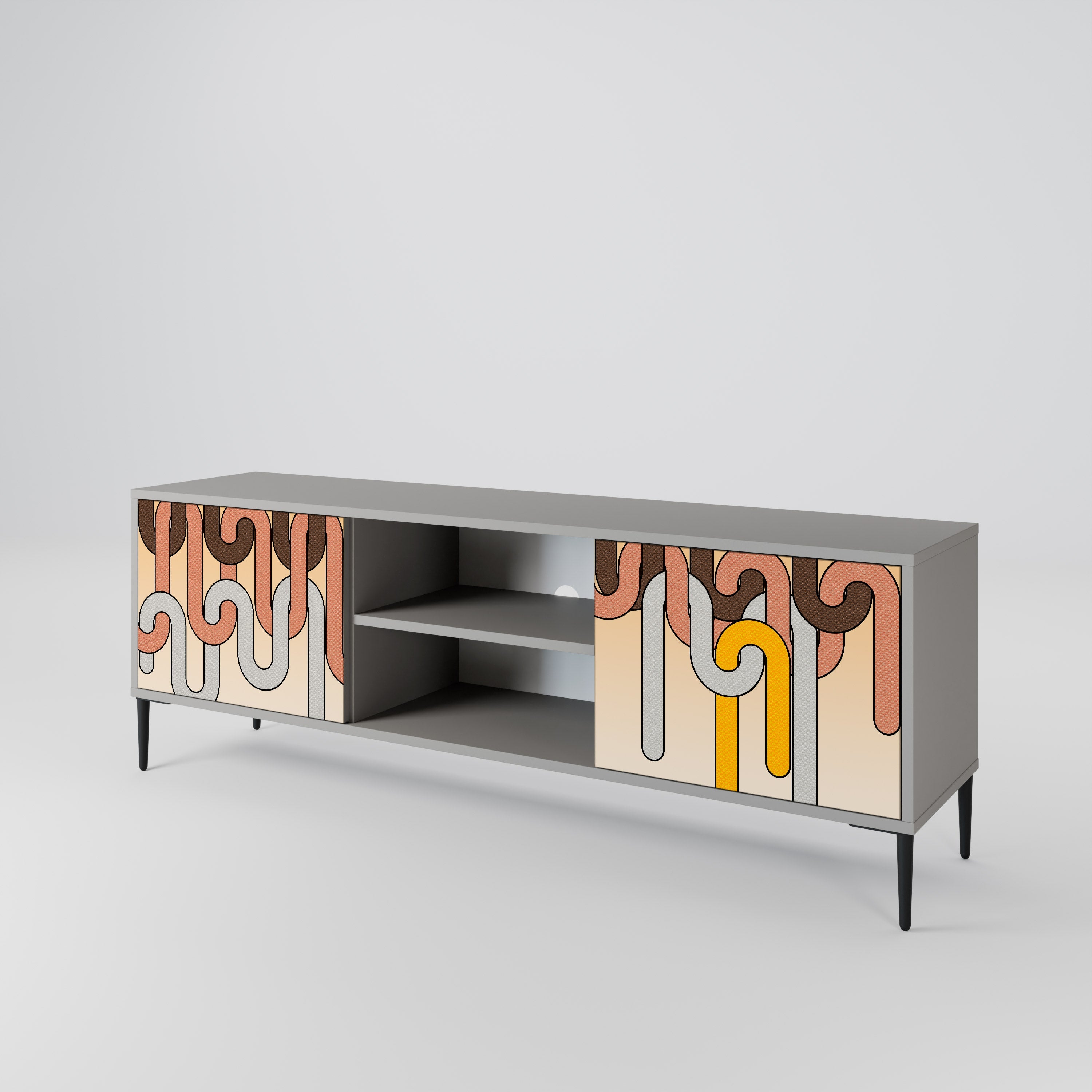 COLORFUL STRINGS 2-Door TV Stand in Grey Finish