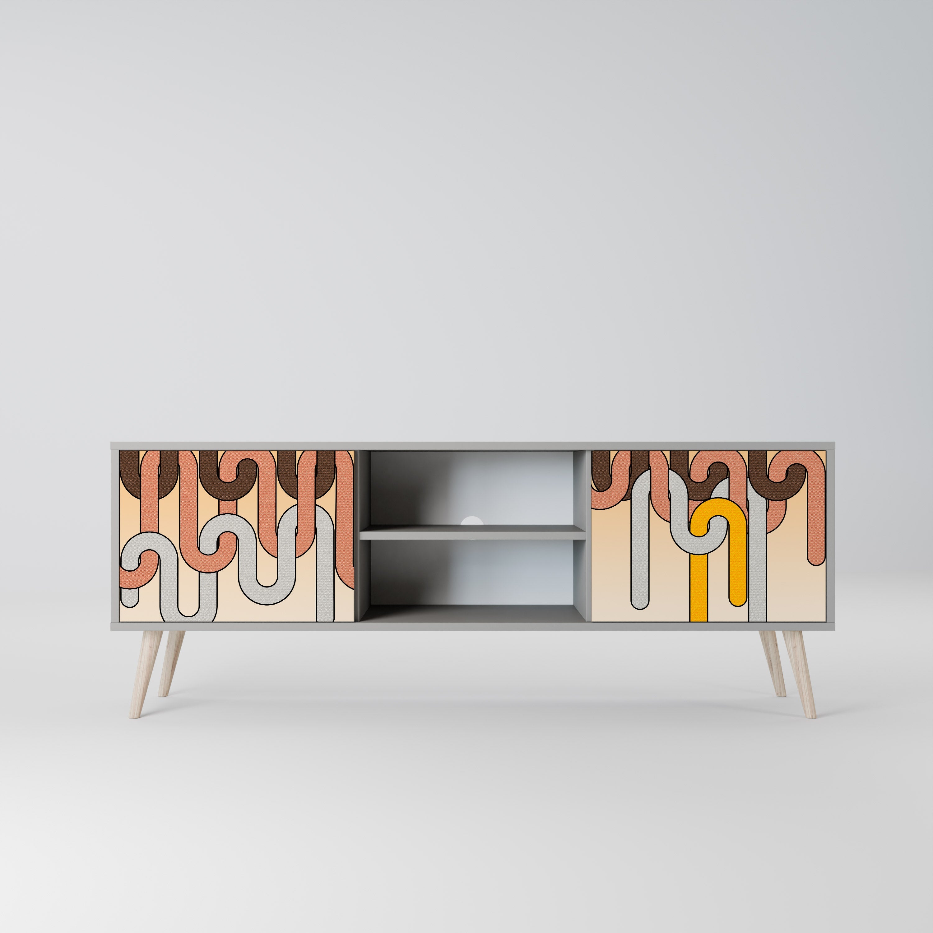 COLORFUL STRINGS 2-Door TV Stand in Grey Finish