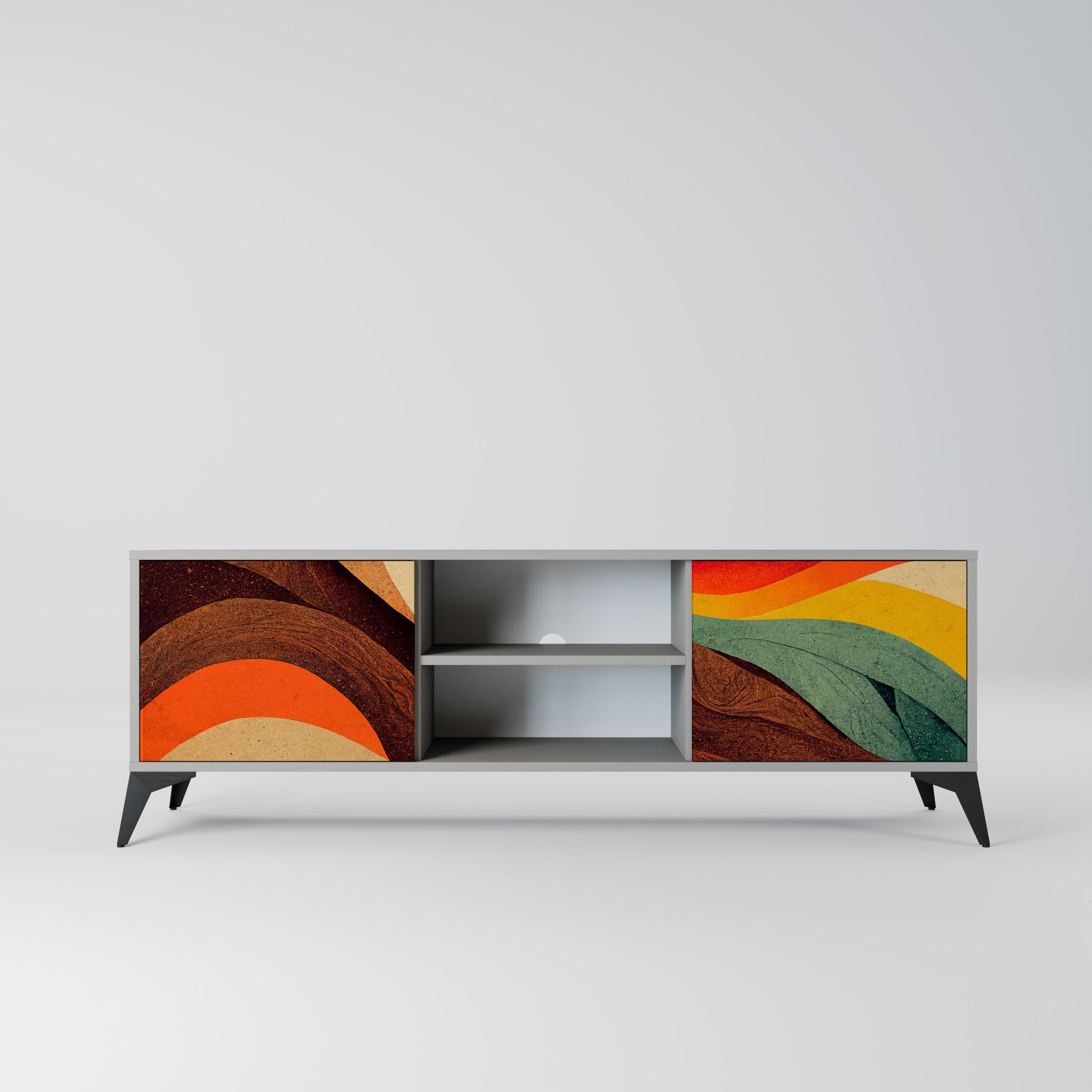 COLORFUL STRANDS 2-Door TV Stand in Grey Finish