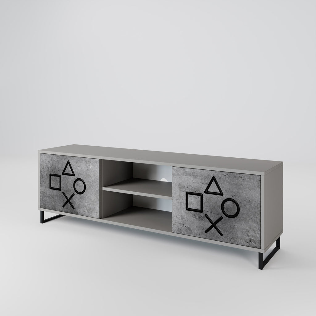 GAMER CHOICE 2-Door TV Stand in Grey Finish