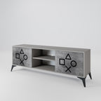 GAMER CHOICE 2-Door TV Stand in Grey Finish