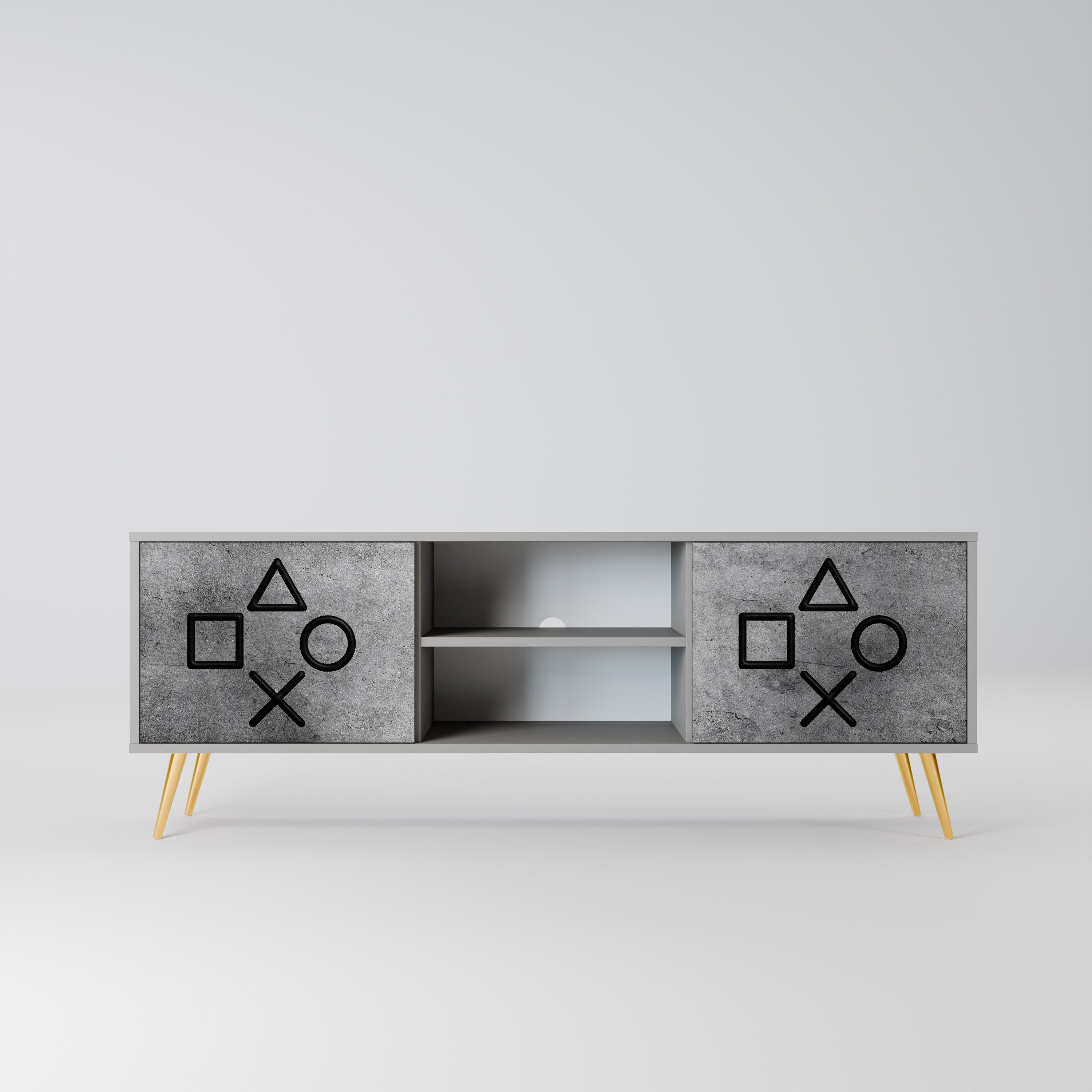 GAMER CHOICE 2-Door TV Stand in Grey Finish