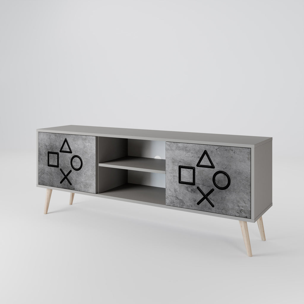 GAMER CHOICE 2-Door TV Stand in Grey Finish