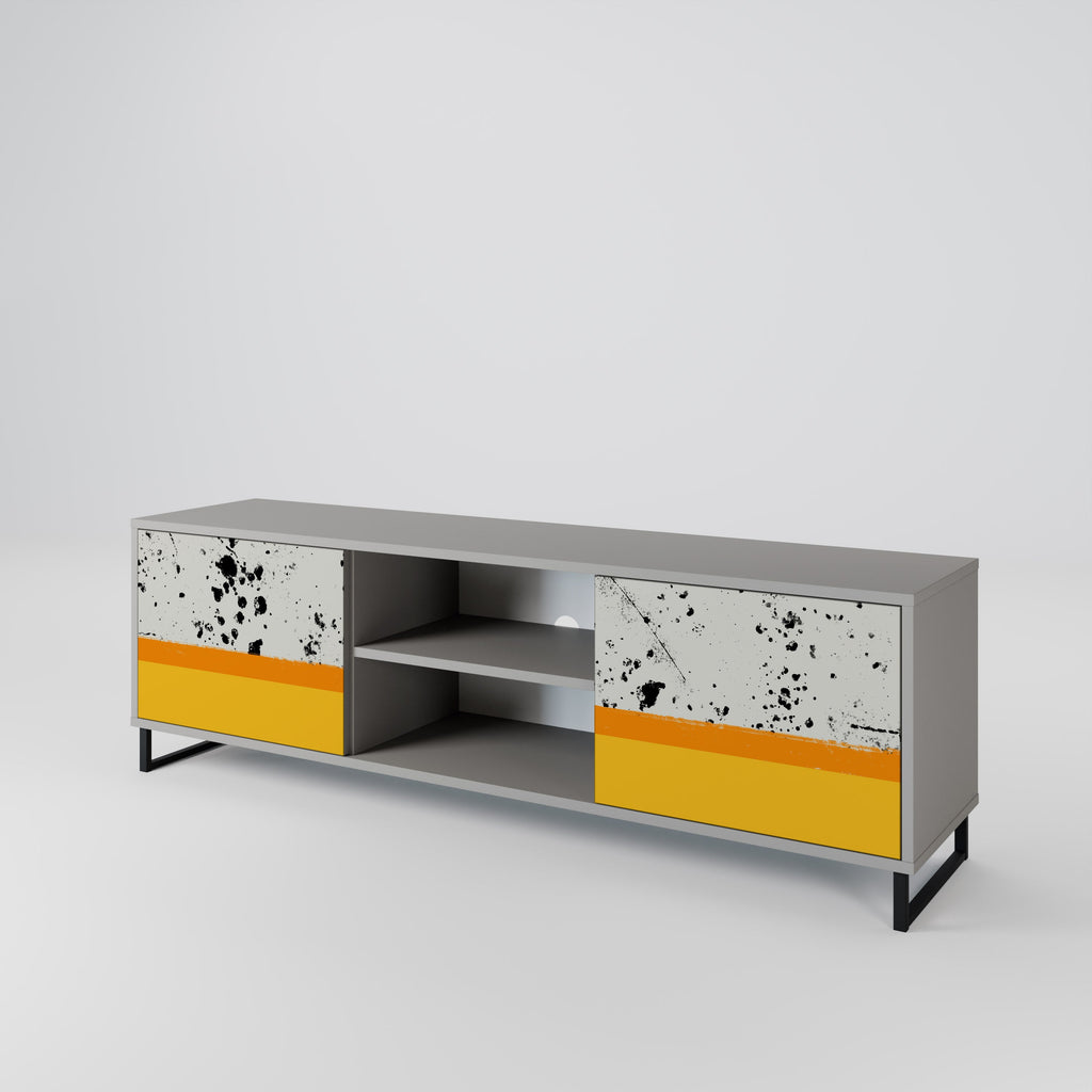 DYED BY ORANGE 2-Door TV Stand in Grey Finish