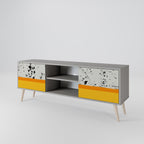 DYED BY ORANGE 2-Door TV Stand in Grey Finish