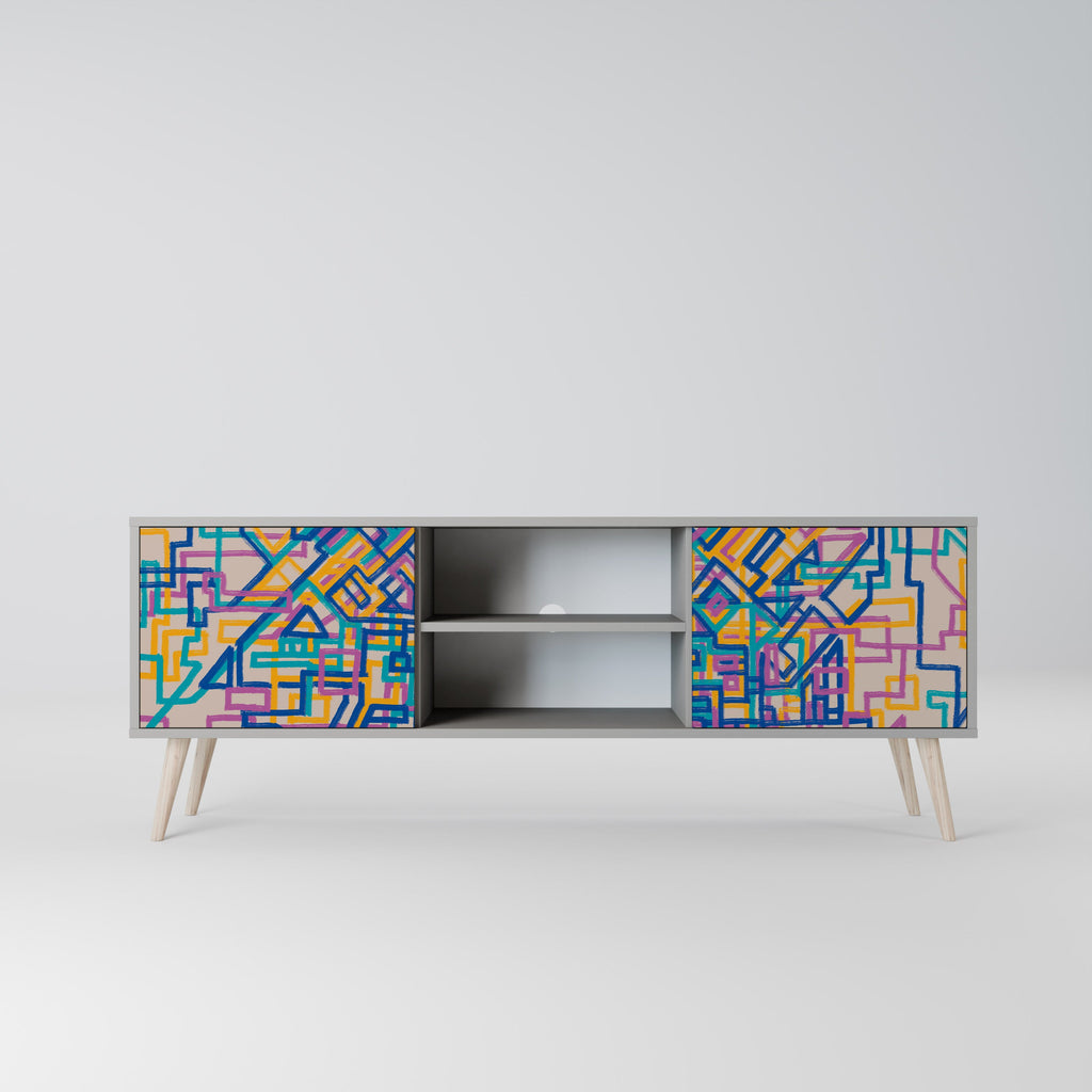 MEMORIES MAP 2-Door TV Stand in Grey Finish