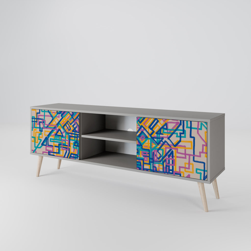 MEMORIES MAP 2-Door TV Stand in Grey Finish