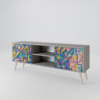 MEMORIES MAP 2-Door TV Stand in Grey Finish