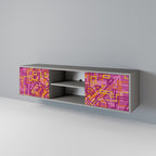 LOVELY MEMORIES 2-Door TV Stand in Grey Finish