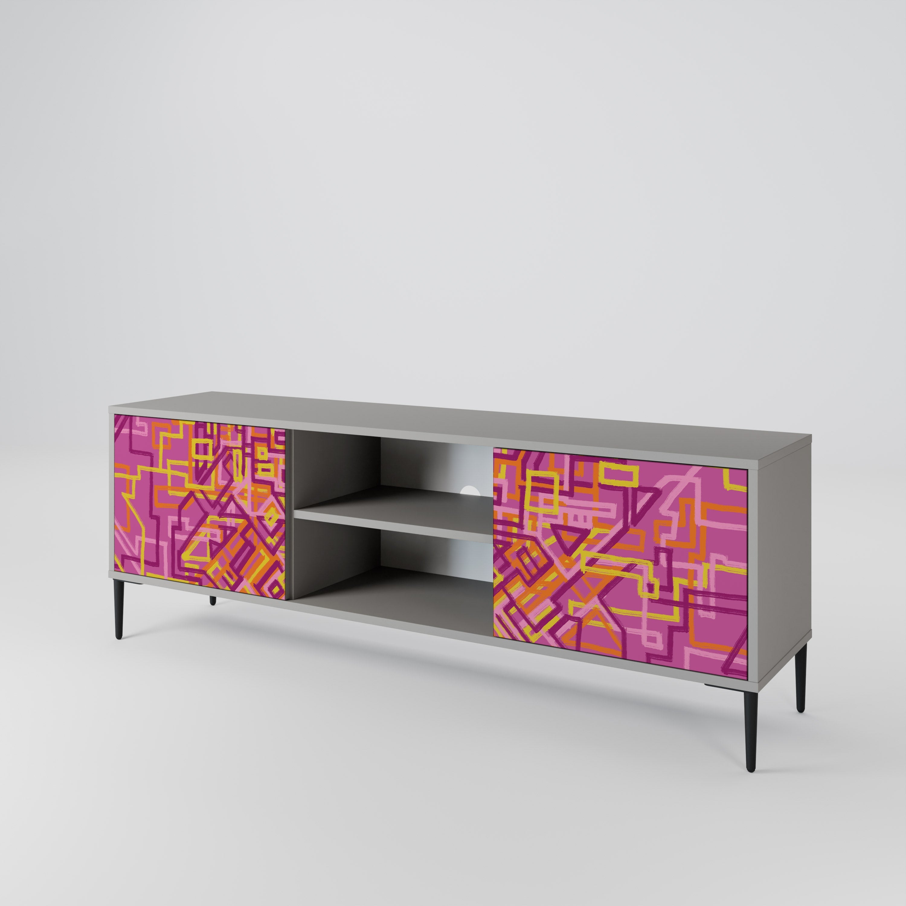 LOVELY MEMORIES 2-Door TV Stand in Grey Finish