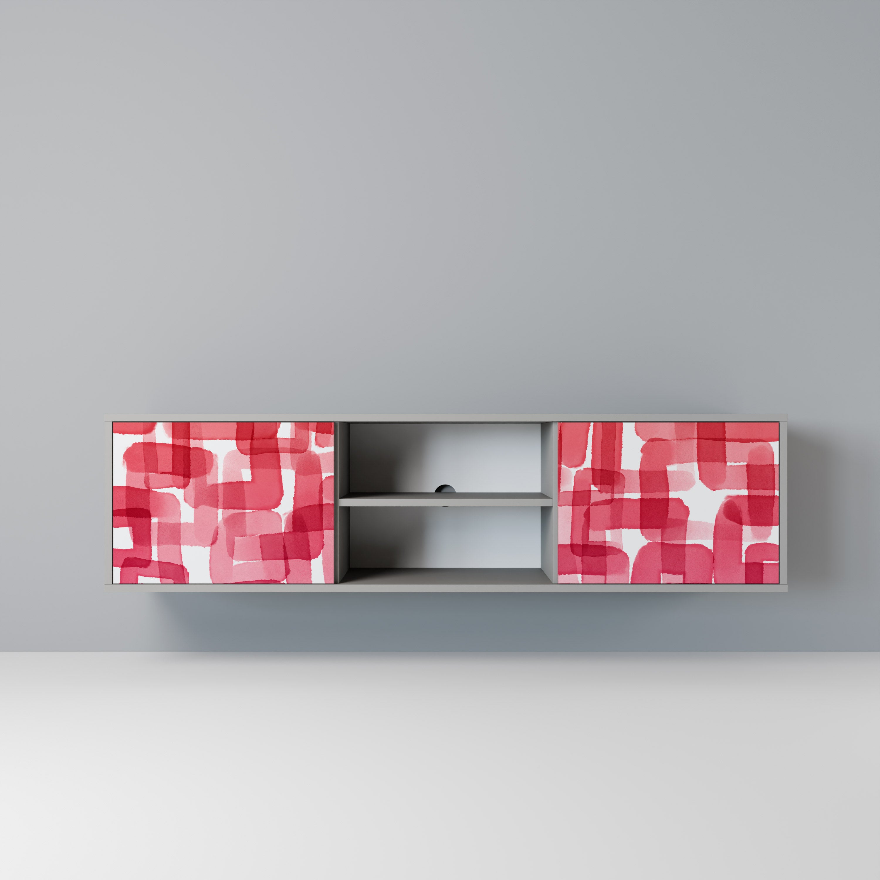KALEIDOSCOPIC CUBISM 2-Door TV Stand in Grey Finish