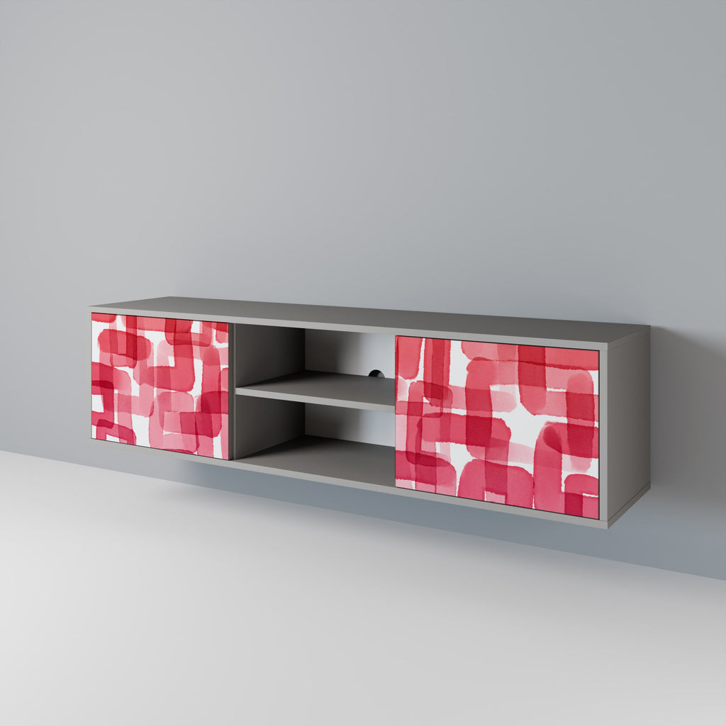 KALEIDOSCOPIC CUBISM 2-Door TV Stand in Grey Finish