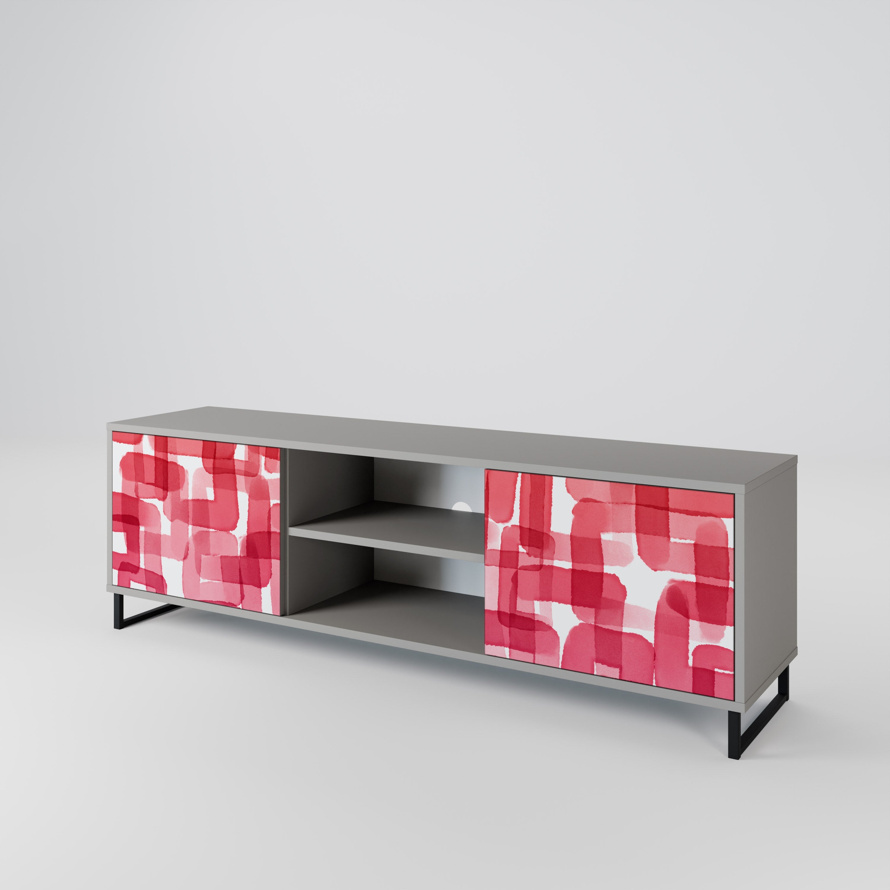 KALEIDOSCOPIC CUBISM 2-Door TV Stand in Grey Finish