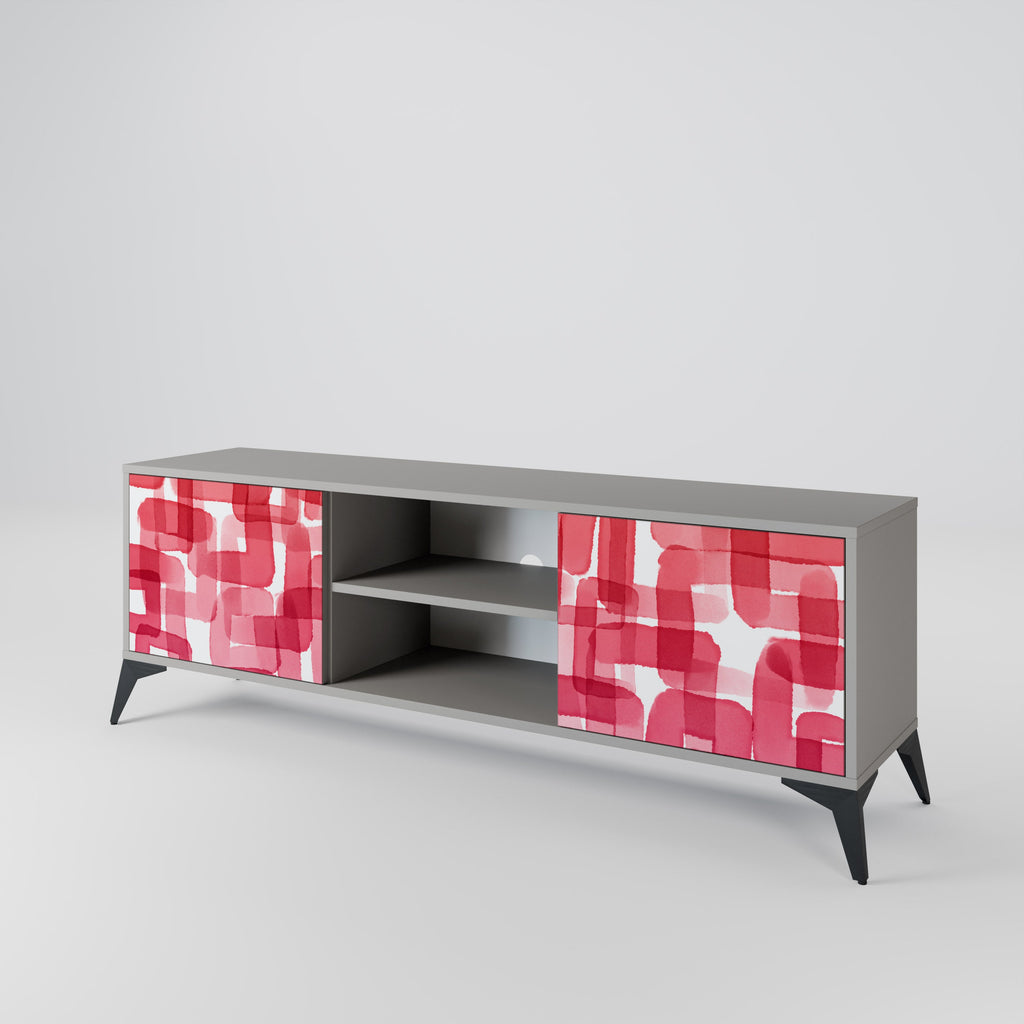 KALEIDOSCOPIC CUBISM 2-Door TV Stand in Grey Finish