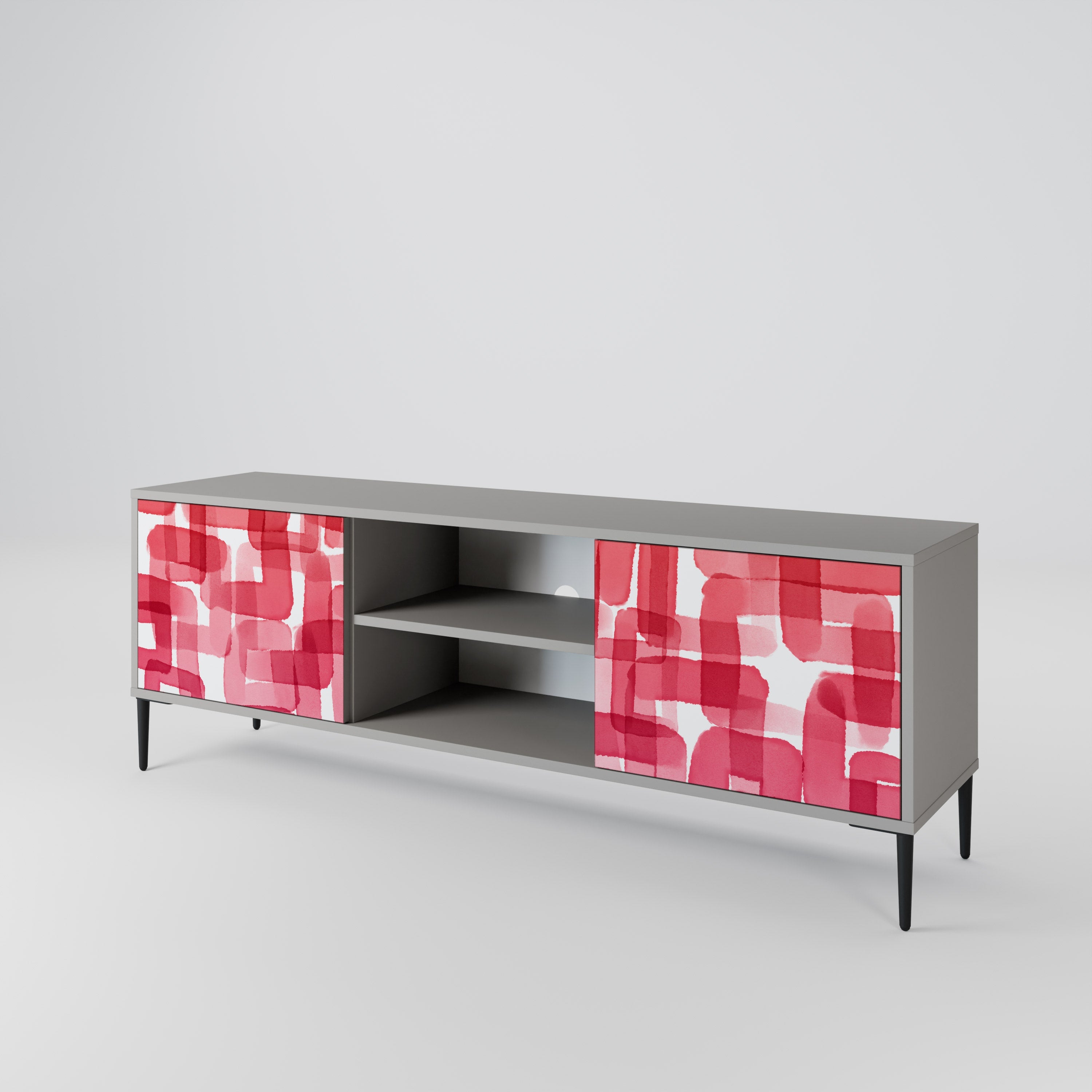 KALEIDOSCOPIC CUBISM 2-Door TV Stand in Grey Finish
