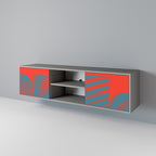 RISING GEOMETRY STARS 2-Door TV Stand in Grey Finish