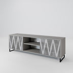 SOLID ZIG ZAG 2-Door TV Stand in Grey Finish