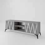 SOLID ZIG ZAG 2-Door TV Stand in Grey Finish
