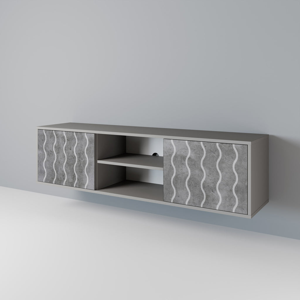 WAVES OF CONCRETE 2-Door TV Stand in Grey Finish
