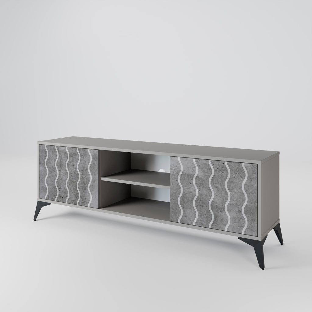 WAVES OF CONCRETE 2-Door TV Stand in Grey Finish
