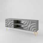 CIRCLE CONCRETE 2-Door TV Stand in Grey Finish