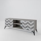 TOUGH ZIG ZAG 2-Door TV Stand in Grey Finish